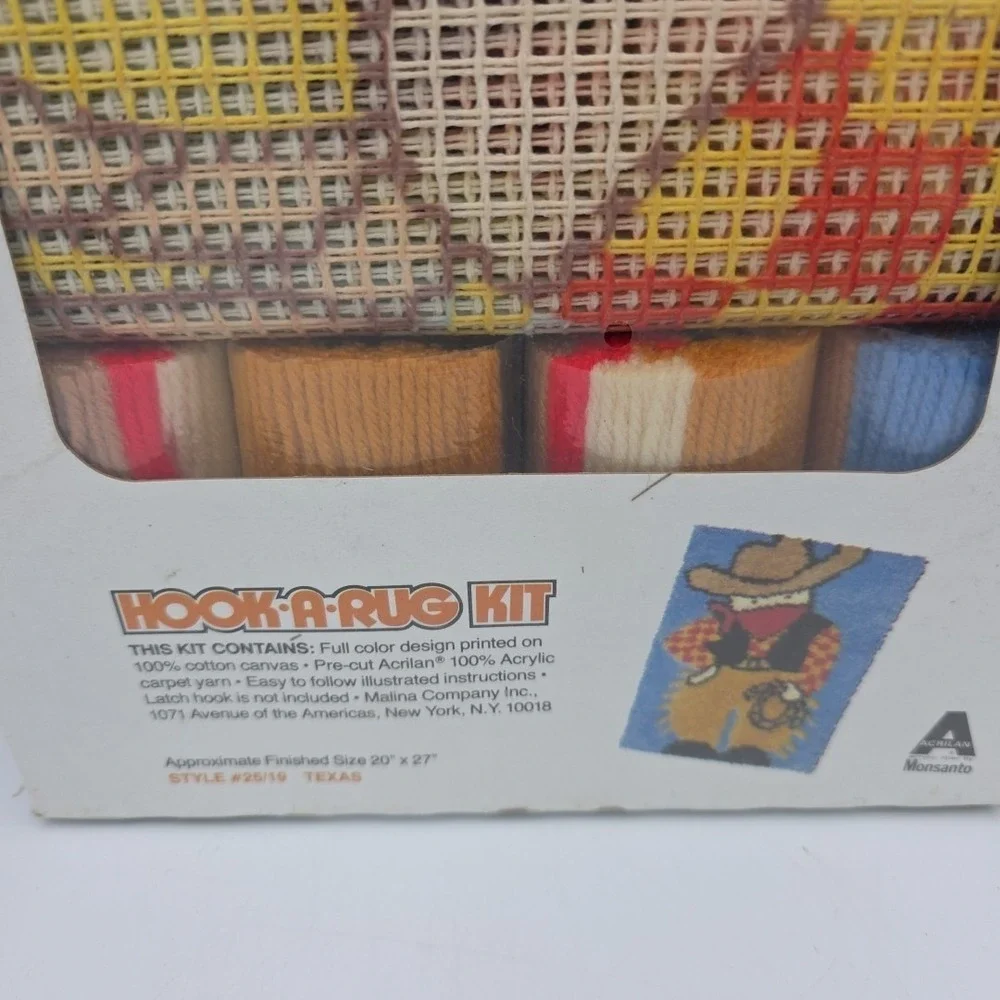 Vintage Malina Texas Hook A Rug Kit Cowboy Wrangler 20